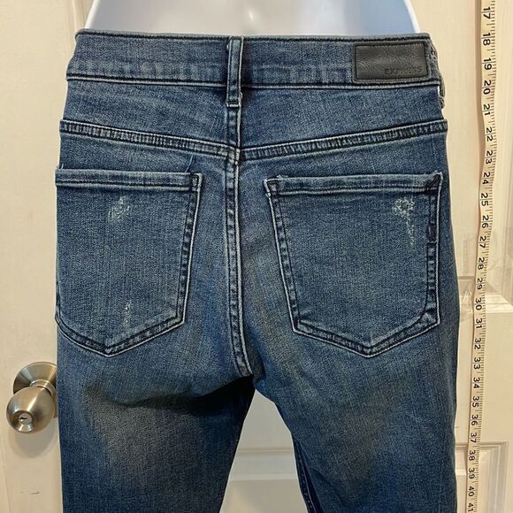 Excellent Express Jeans fringe and distressed cute high rise ankle petite 2 - Picture 7 of 9